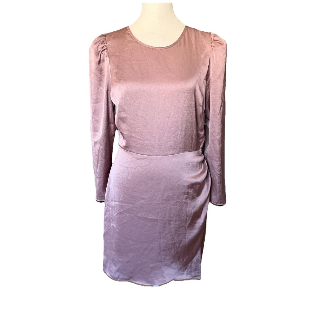 Wilfred Womens 6 Didi Satin Mini Dress Puff Long Sleeve Lavender Purple Aritzia